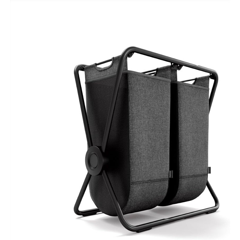 Simplehuman Single X-Frame Laundry Hamper, Heavy-Gauge Steel Frame, Gray/Black, 29.7" H x 29.2" W x 16.5" D