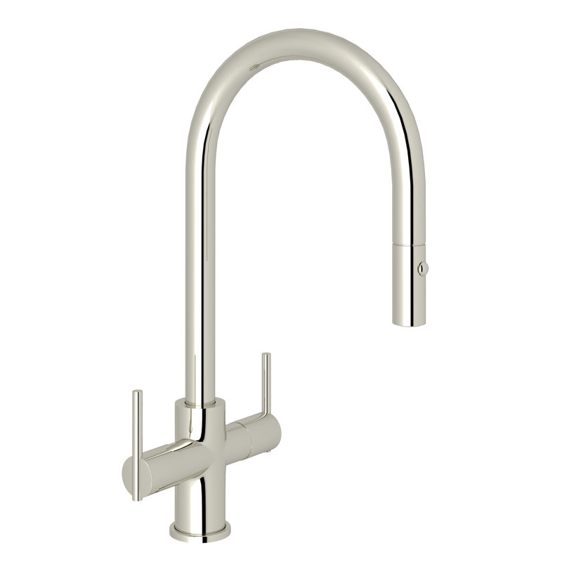 Pirellone Two Handle Pull-Down Kitchen Faucet, Polished Nickel