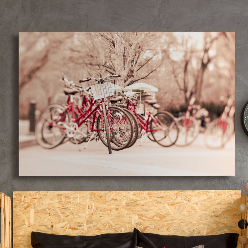 Little Red Riding Bike by Morgan J Hartley - Wrapped Canvas Print, 30cm H x 45cm W x 3.81cm D