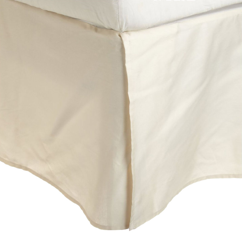 Luxueuse jupe de lit en coton égyptien à densité de tissage 300 fils avec plis ajustés de 15 pouces, Ivoire, Simple