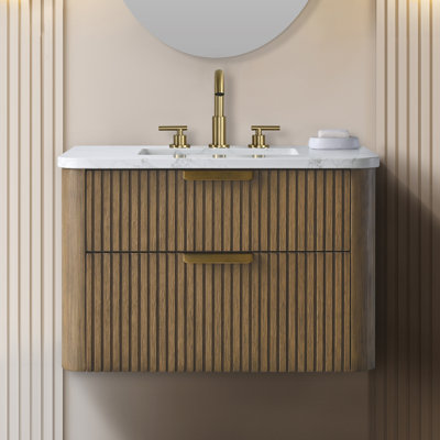 Ensemble de meuble-lavabo simple 30 po avec dessus en pierre reconstituée Liljan
