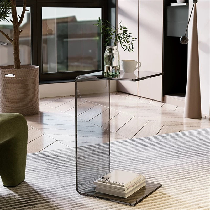 Table d'appoint en acrylique, table de bout, Gris