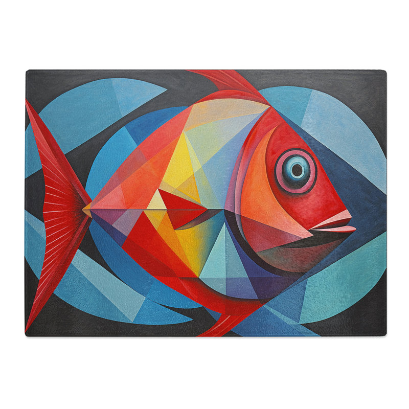 Fish Geometric No.3  Glass Chopping Board