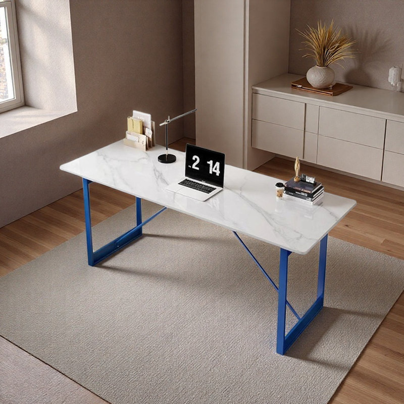 Bureau d'écriture Modern Light, Gris / blanc / bleu, H 29,52 po x l 62,99 po x P 27,55 po