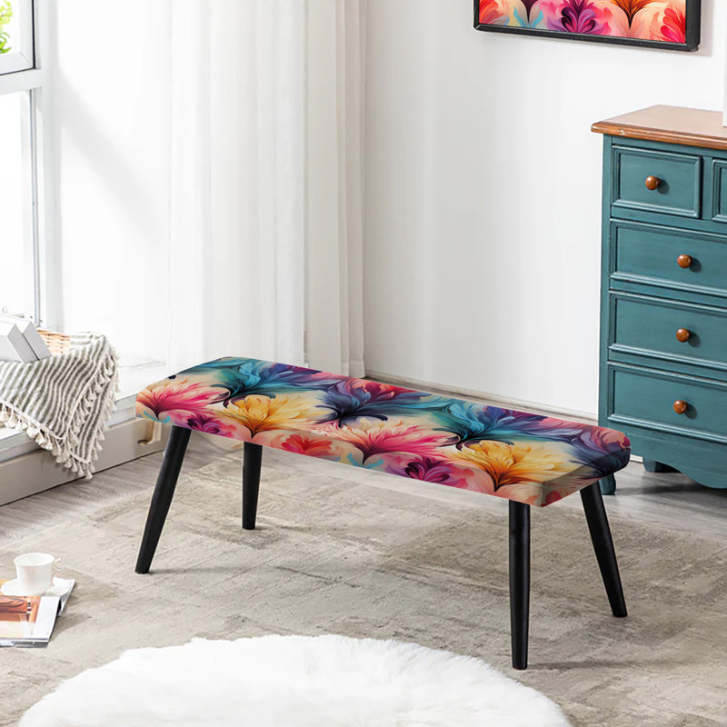 Banc coloré rembourré floral Ikat Colorful Colorful Ikat