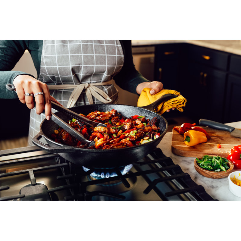 12.5 Inch Black Cast Iron Chef Style Wok
