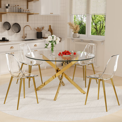 Ensemble de salle à manger 5 pièces en verre