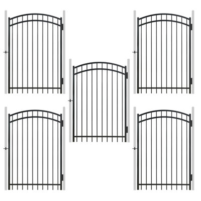 Barrière de clôture décorative arquée résistante H 4 pi x l 4 pi avec serrure de barrière, paquet de 5