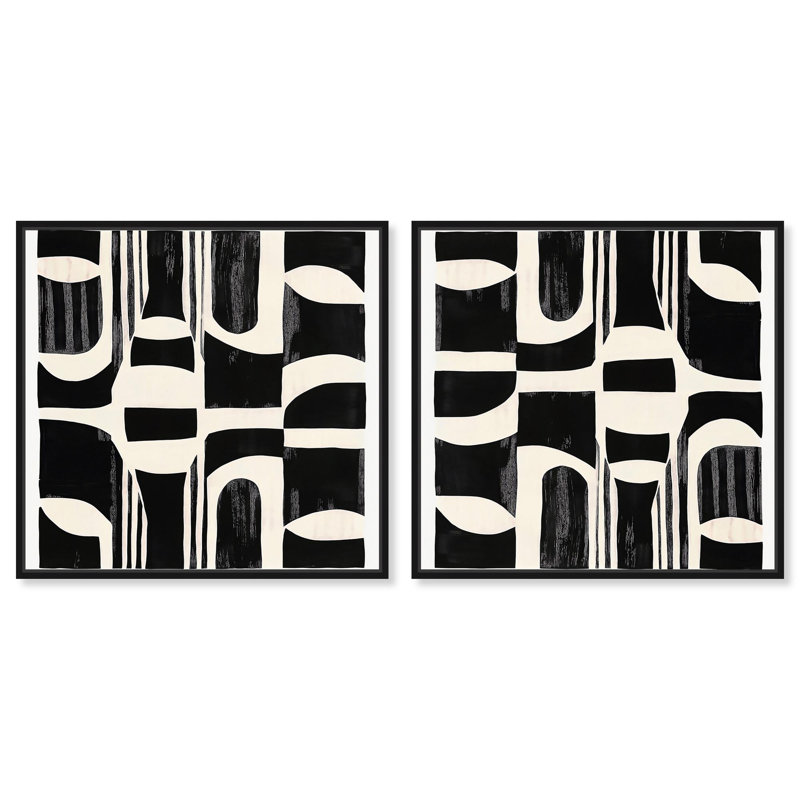 Ensemble de motifs noirs II, H 13 po x l 13 po, Cadre noir