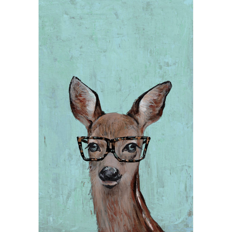 Brown Hippie Deer II - Wrapped Canvas Painting, 38cm H x 25cm W x 3.81cm D