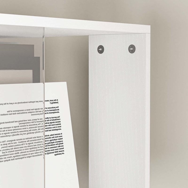 Rotating Bookshelf with Acrylic Plate, Anti-Toppling Base, Multi-Function for Living Room and Student Use, White