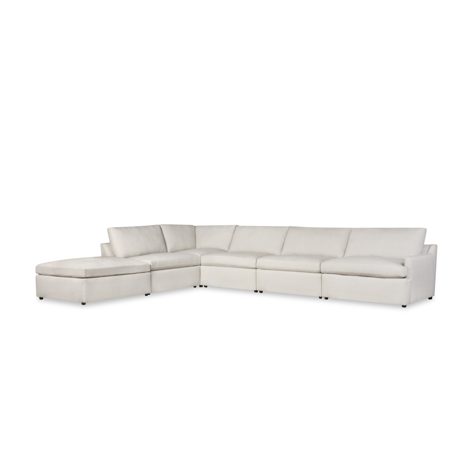 Essex 6-Piece Upholstered Modular Sectional, Left Hand Facing, Macarena Light Gray Basketweave Fabric