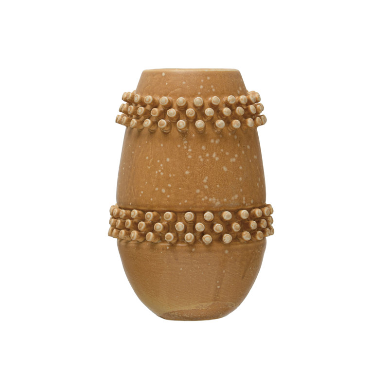 Stoneware Vase with Raised Dots Terracotta Reactive Glaze