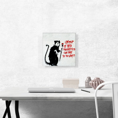 «Out of Bed Rat» par Banksy, reproduction d'art sur toile tendue