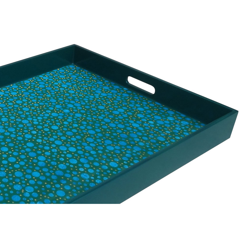 Reverse Painted Mirror Serving Tray, Large