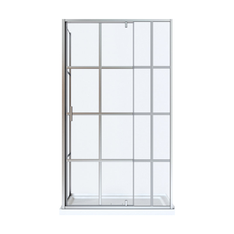 Tava 48" L X 36" W X 77.5" H Rectangular Corner Pivot Shower Kit In Chrome Finish, Chrome