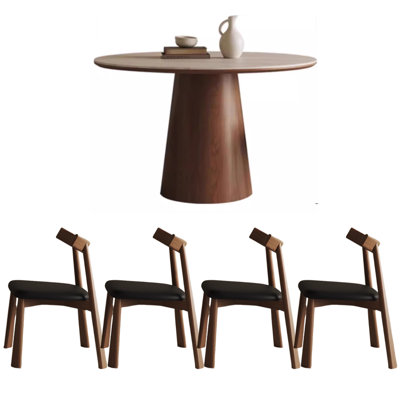 Smooth And Durable Beige Rock Slab Round Table