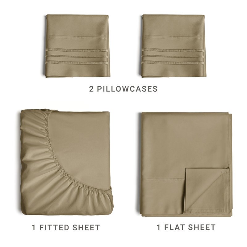Premium Cooling, Soft & Wrinkle Free Sheet Set - Ultra Soft & Premium Hotel Luxury Bed Sheet Set, Khaki