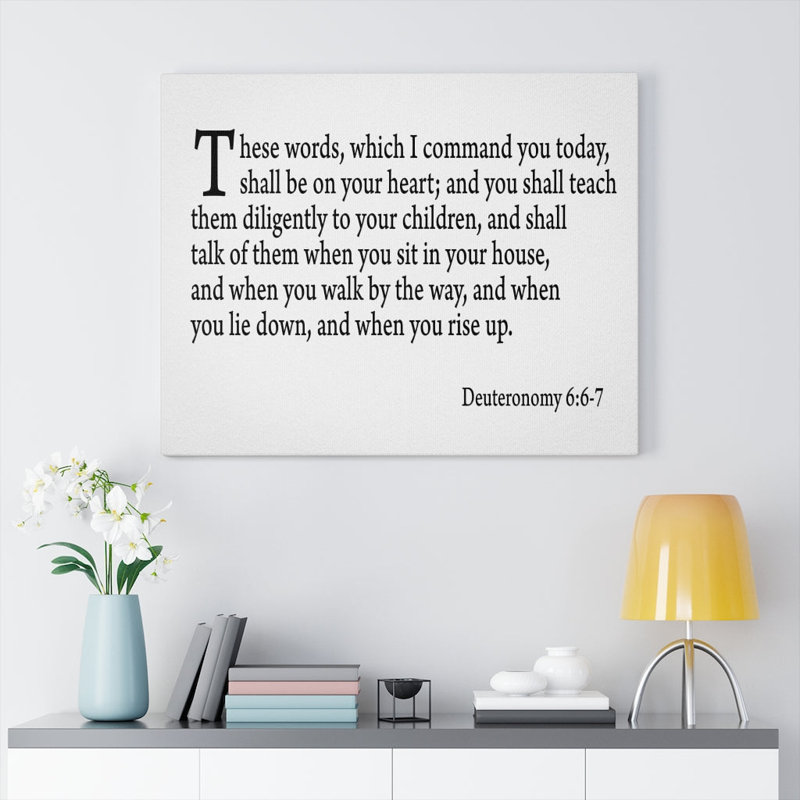 Teach Dem Digigamment Deutéronome 6: 6-7, décoration murale chrétienne, H 18 po x l 24 po x P 1,25 po