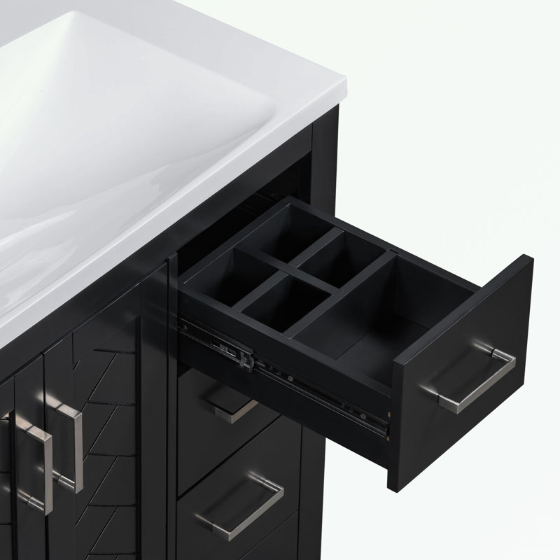Pollark 29.52'' Single Bathroom Vanity with Resin Top, Black