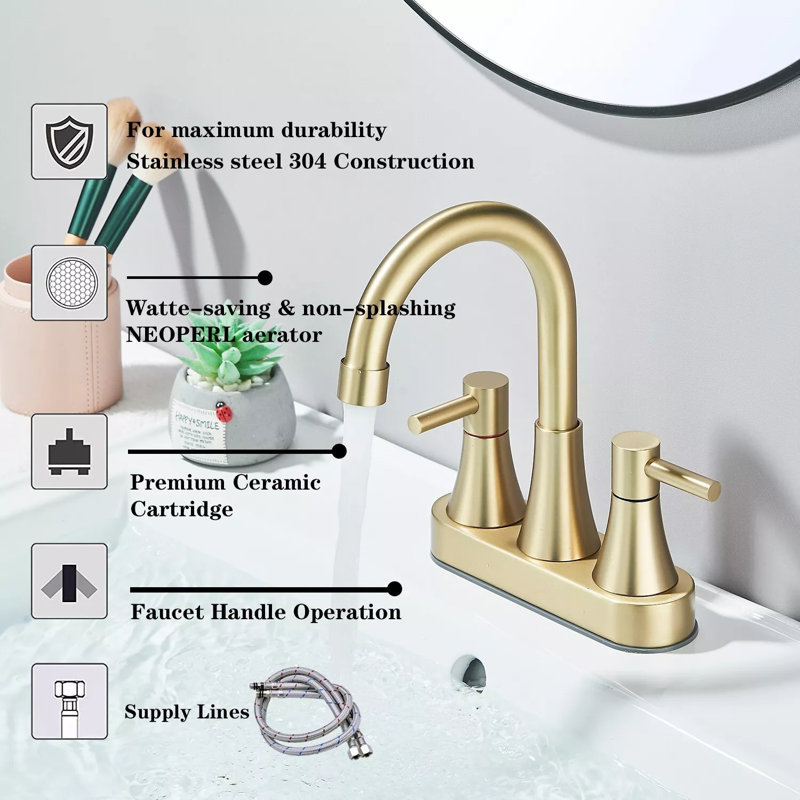 Robinet de salle de bain à 2 poignées à fixation sur le comptoir