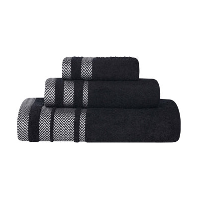 Bouse Hays Cotton Solid Plush Soft Absorbent Medium Weight 3 Piece Bathroom Towel Set