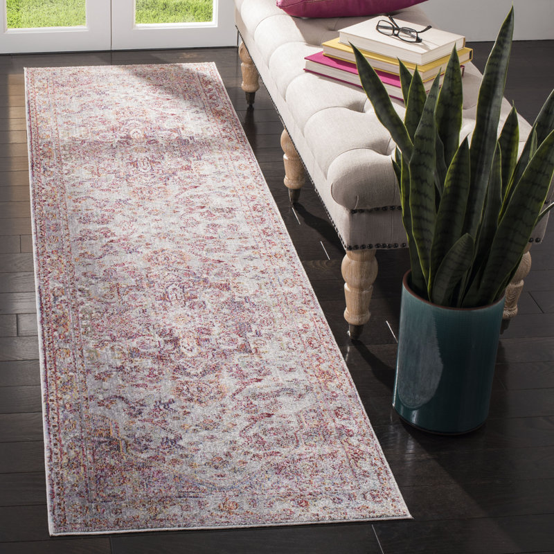 Tapis oriental rouge / ivoire Bettye, Tapis de couloir 2 pi 3 po x 8 pi