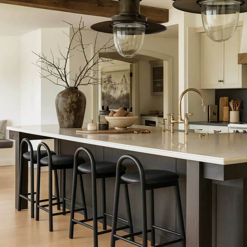 Calvin 27" Counter Bar Stool, Black Vegan Leather, Black