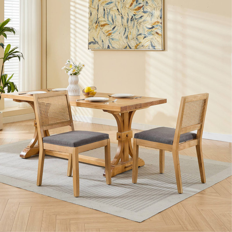 Ensemble de 2 chaises de salle à manger en rotin Farmhouse