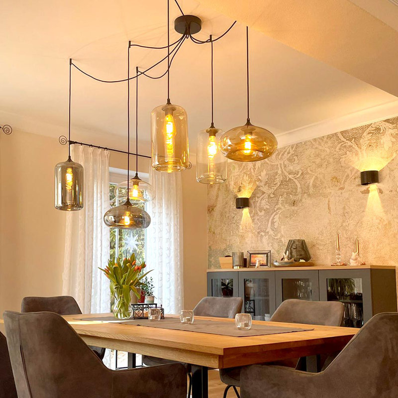 Cruet Multi -Lighted Pendant, Smoke/Amber/Clear, 230cm H x 33cm W x 33cm D