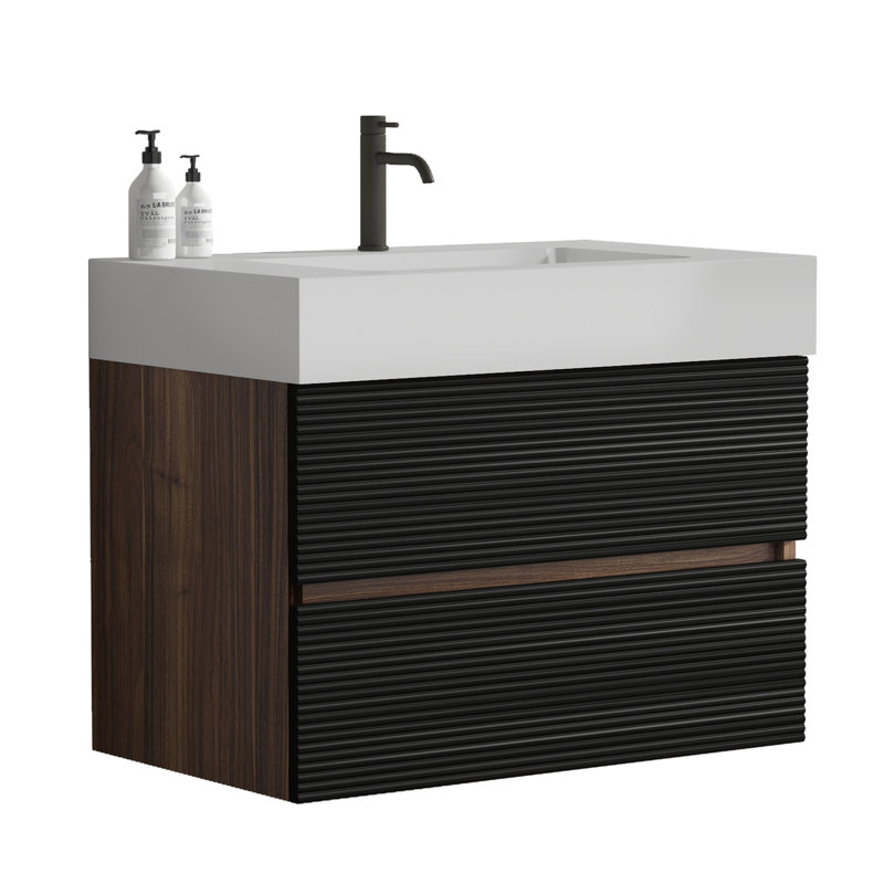Design moderne saisissant avec meuble-lavabo polyvalent à finition écologique avec solutions de rangement intelligentes