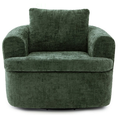 360° Swivel Sofa Chair Accent Barrel Chair 36.6" Swivel Round Chair With Dual-Layer Cushion Design For Living Room, Bedroom, Office And Hotel, Green
