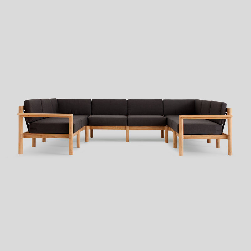 Haven Outdoor - Seat Patio Sectional, Sunbrella Coal, 8