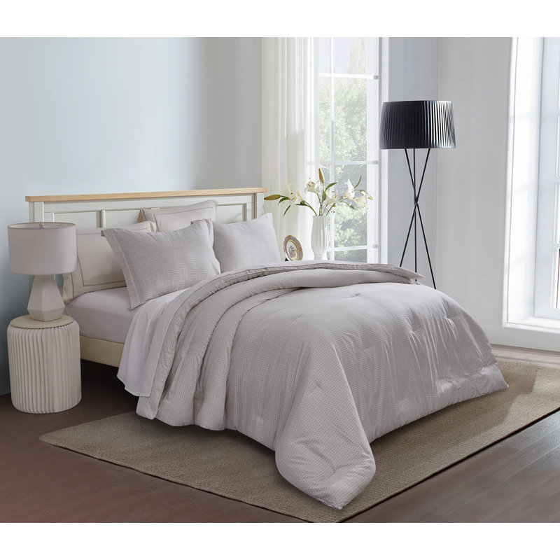 Ensemble d'édredon en coton 400 fils, Très grand édredon + 2 taies décoratives, Gris