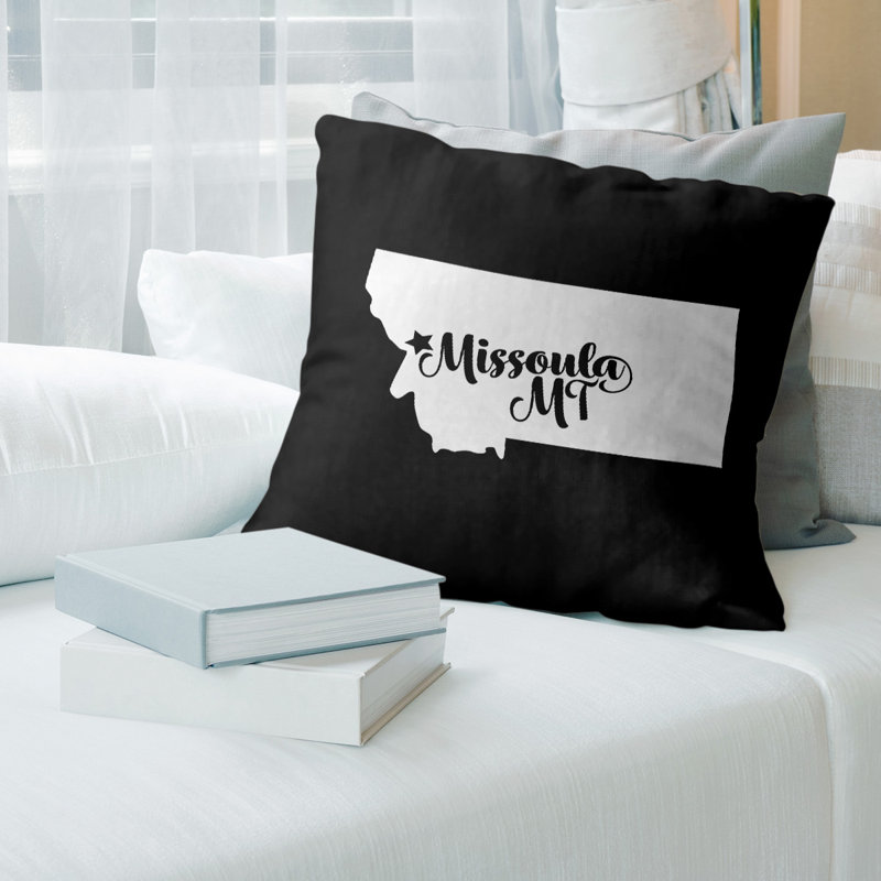 Housse de coussin new jersey jersey city, 18 po x 18 po, Missoula / Montana, Noir