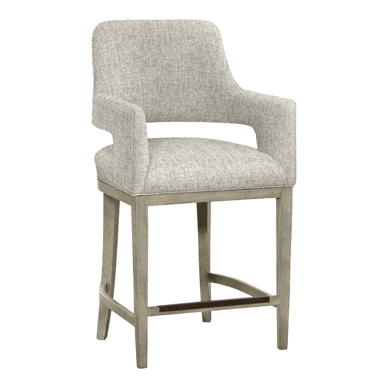 Tabouret de bar et de comptoir Josie, Amande chamois, Lin 3155, Tabouret de comptoir (siège d'une hauteur de 26,5