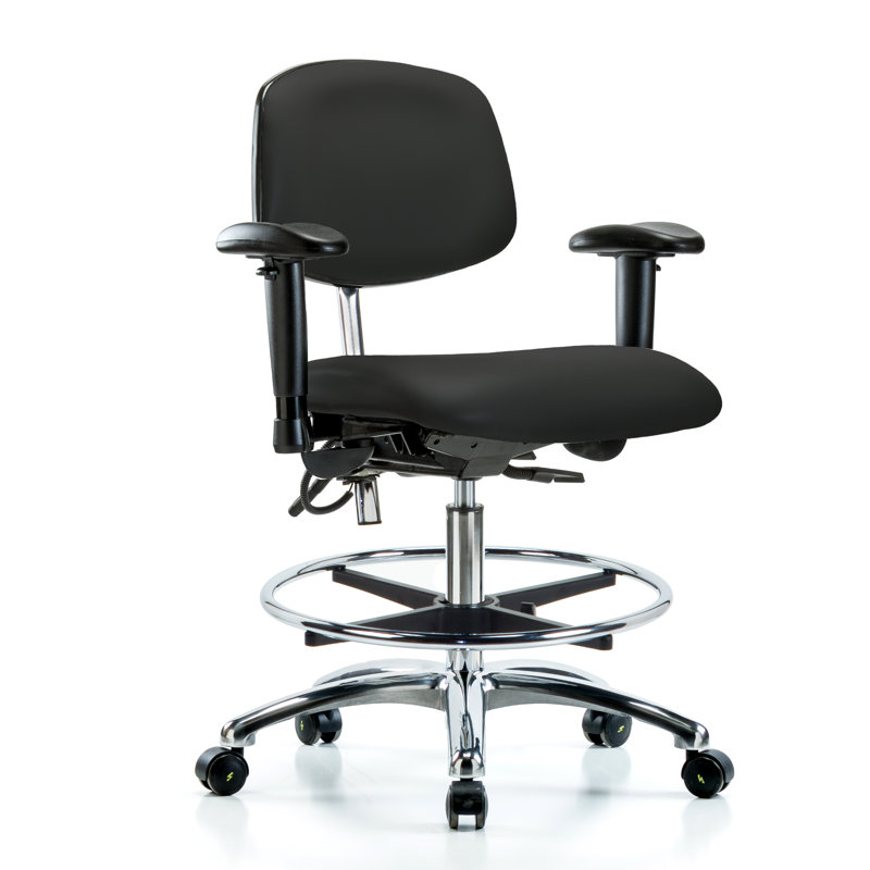 Chaise en vinyle ESD, Noir, Roulettes, Inclus