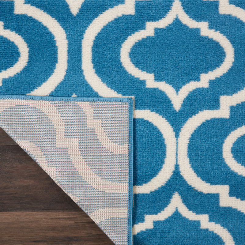 Tapis géométrique bleu / ivoire Kardinya, Rectangle 4 pi x 6 pi