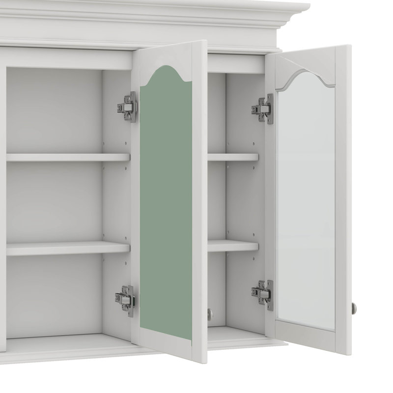 Armoire à pharmacie murale 40 "avec porte miroir et tablettes en verre