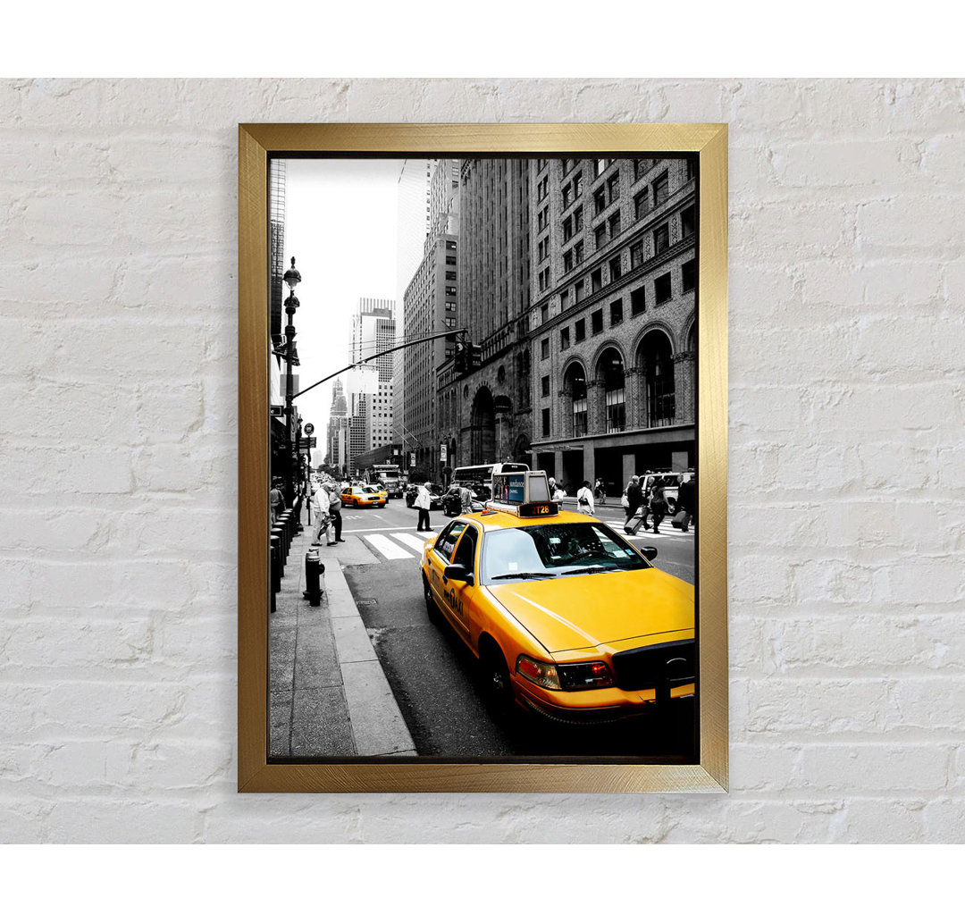 New York City Yellow Taxi Cab On B N W - Einzelbildrahmen Kunstdrucke