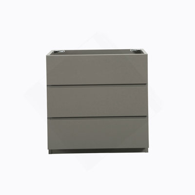 Armoire de plancher SANS lavabo, couleur grise, avec trois tiroirs