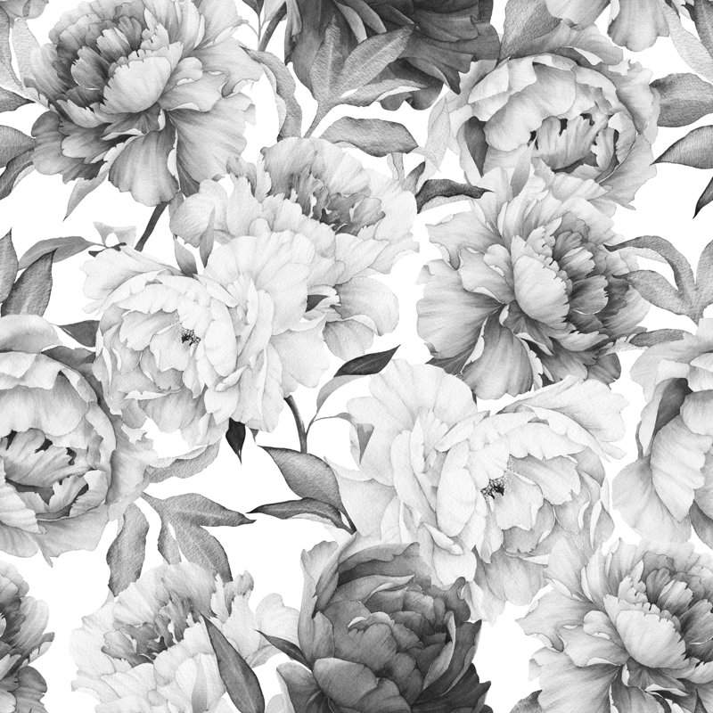 Murale 4 pièces Knightdale Peony, Noir, L 10,42 pi x l 125 po