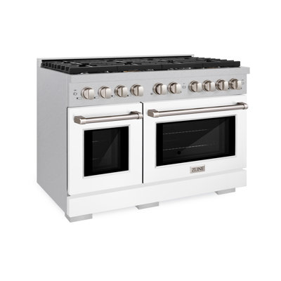 ZLINE 48" Paramount Dual Fuel DuraSnow® Range w/ 8 Burners & White Matte Doors (SDRS-WM-48)