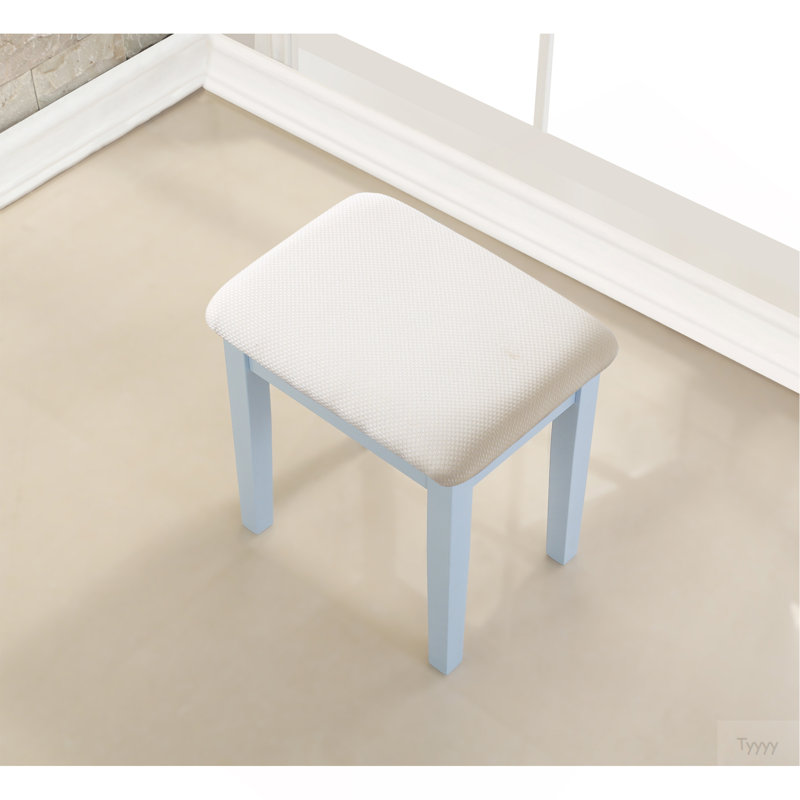Ensemble coiffeuse et tabouret de maquillage Moniys, Bleu