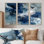 «Blue Guard Sturdy Guardians», ensemble de reproductions murales abstraites sur fond gris