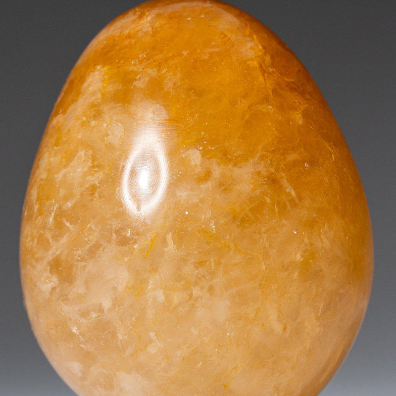Œuf de quartz véritable poli (3 po) du Brésil, H 2,5 po x l 1,75 po x P 1,75 po, Orange