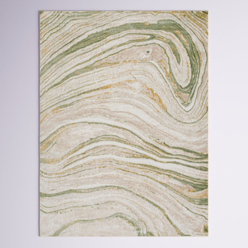 Ashvik Machine Woven Abstract Green Area Rug, Rectangle 8' x 10'