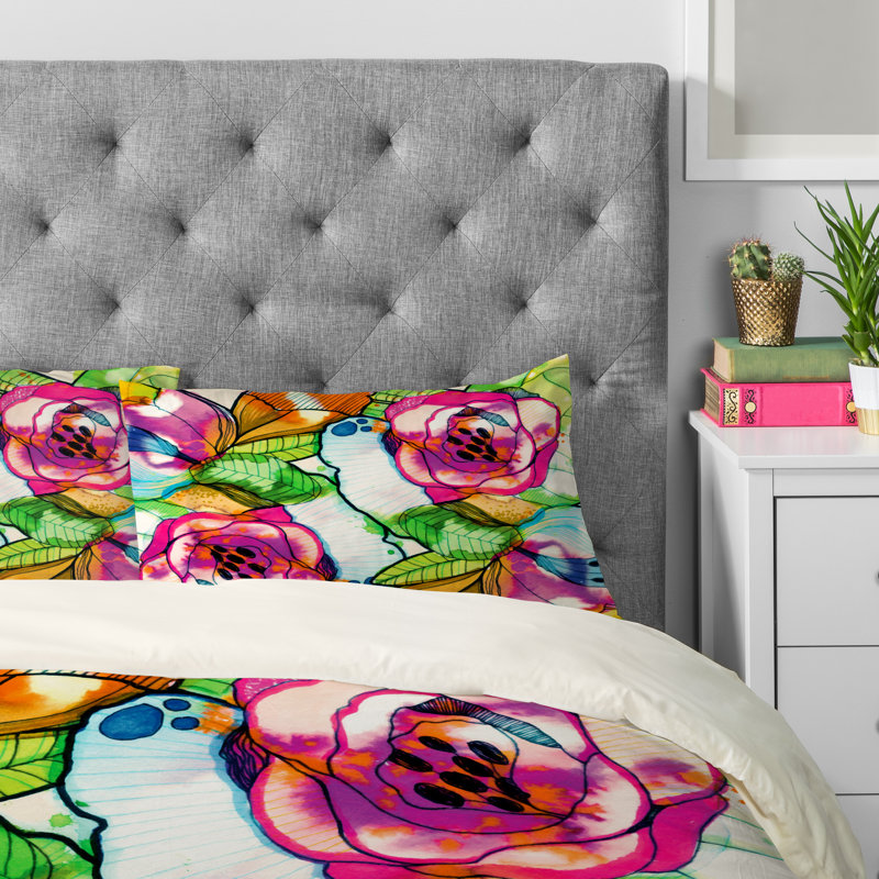 Taie d'oreiller à motif floral Cayenuba Cayena Blanca, Standard