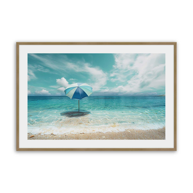 «Solitude in Aqua», reproduction d'art, H 13,25 po x l 17,25 po, Or brossé