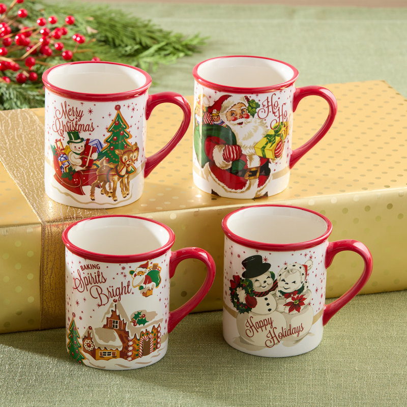 Ensemble de Noël rétro du Père Noël si 4 tasses 18 oz